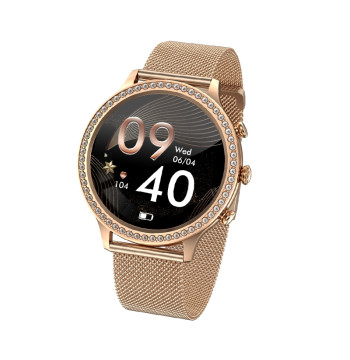 Smartwatch Damski VELTORI VT310-1 Złota Bransoleta + Różowy Pasek Silikonowy