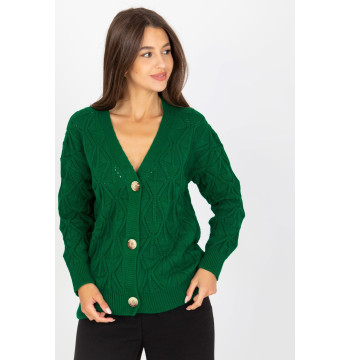 Sweter Kardigan Model LC-SW-8035.06X Dark Green - Rue Paris