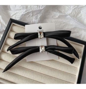 Zestaw 2 spinek do włosów czarne kokardki z kryształkiem XL 10 cm SP339
