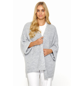 Sweter Kardigan Model S145 Grey Melange - Makadamia
