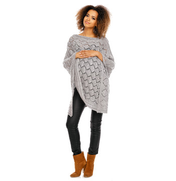 Sweter Poncho model 30012C Light Gray - PeeKaBoo