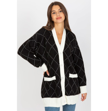 Sweter Kardigan Model LC-SW-0258.03P Black - Rue Paris