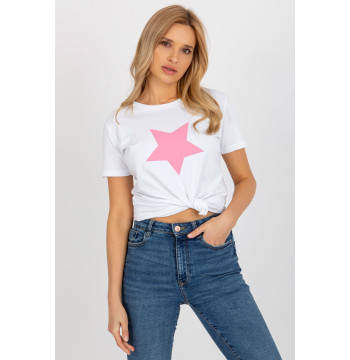 T-shirt Damski Model RV-TS-8626.00 White/Pink - BFG