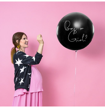 Balon Gender Reveal Chłopiec czy dziewczynka niebieskie konfetti 100cm