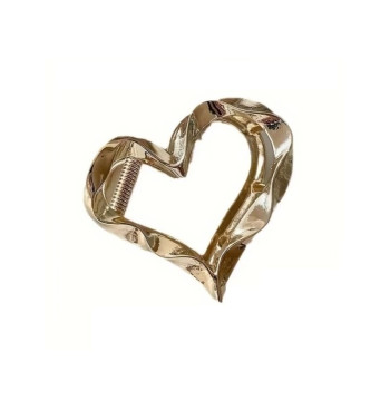 Spinka do włosów klamra ZŁOTE SERCE, metalowa mocna XL 5,5cm SP374