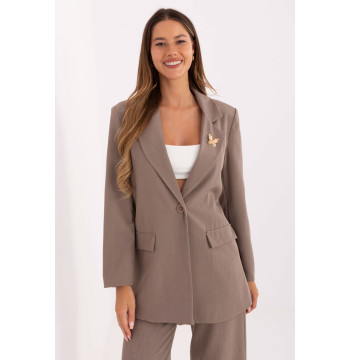 Marynarka Model IT-MA-FL8315.85 Dark Beige - Rue Paris