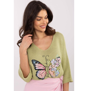 Sweter Damski Model MI-SW-7002.17 Pistacja - Italy Moda