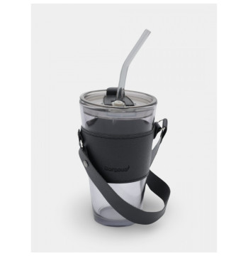 Kubek z kolorowego szkła na Kawę Herbatę ze słomką i zamknięciem 450 ML CUP09GRAF