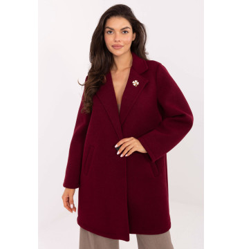 Płaszcz Damski Model IT-PL-FL8153.60 Bordo - Rue Paris