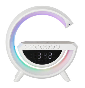 Lampka LED Gamingowa RGB głośnik ładowarka indukcyjna radio budzik zegar