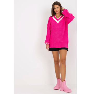 Sweter Damski Model LC-SW-0335.06X Fluo Pink - Rue Paris
