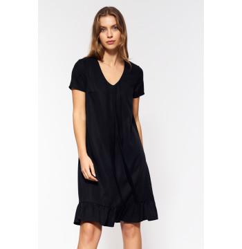 Sukienka Wiskozowa czarna sukienka z fontaziem S199 Black - Nife