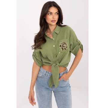 Koszula Damska Model DHJ-KS-8595-1.66 Khaki - Italy Moda
