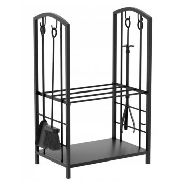 Stojak, Kosz metalowy na drewno kominkowe z akcesoriami 73x40x30cm SND05