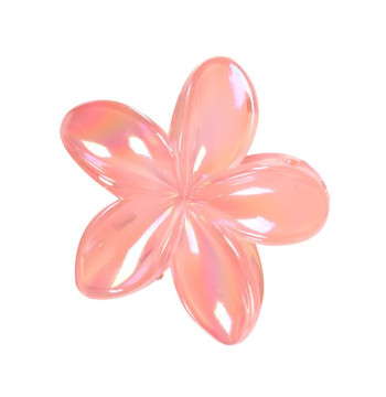 Spinka do włosów klamra XL kwiat różowa opalizująca 7,5 x 8cm SP425