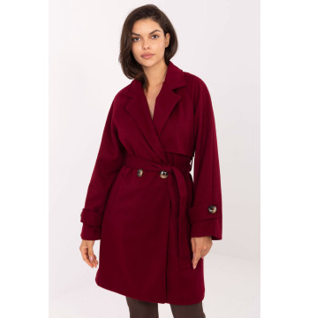 Płaszcz Damski Model IT-PL-A9589.58 Bordo - Rue Paris