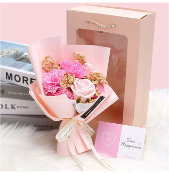Bukiet zapachowych kwiatów mydlanych w pudełku 6 szt. flower box BUK09R