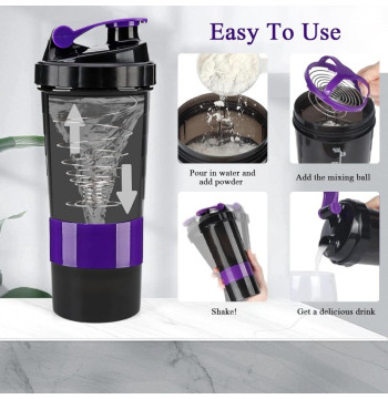 Shaker sportowy, bidon Twist Off do odżywki białkowej z sitkiem 500ML BD55FIO