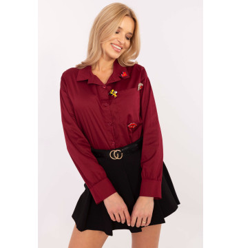 Koszula Damska Model DHJ-KS-9230.75P Bordo - Italy Moda