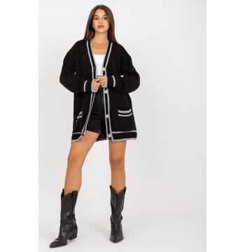 Sweter Kardigan Model LC-SW-0333.06X Black - Rue Paris
