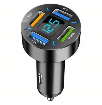 Szybka Mocna Ładowarka 3.1A Samochodowa Led LCD 4 x Usb 66W Quick Charge