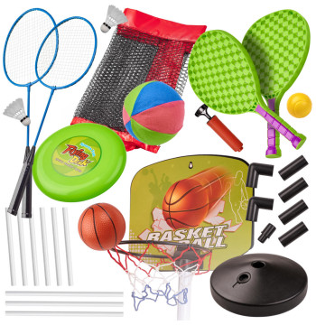 Zestaw sportowy 5w1 badminton koszykówka siatkówka tenis frisbee