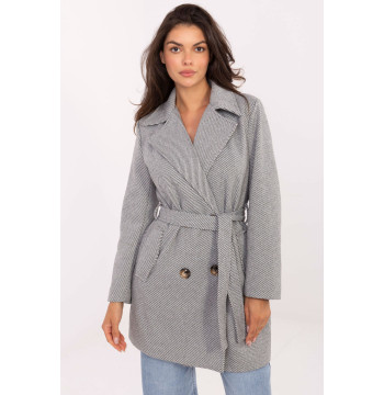 Płaszcz Damski Model IT-PL-A9590.85 White/Grey - Rue Paris