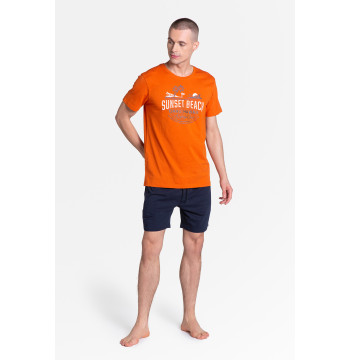 Piżama Męska Model Led 38867-22X Orange/Navy - Henderson