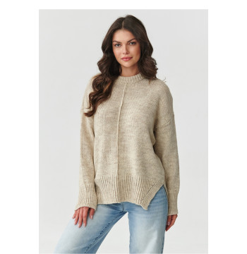 Sweter Damski Model S159 Beige Melange - Makadamia