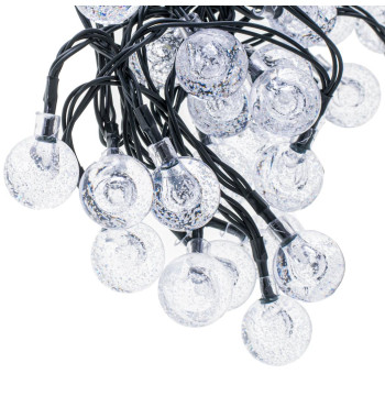Lampki ogrodowe solarne kulki 7m 50LED zimny biały