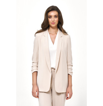 Beżowa marynarka bez zapięcia Z58 Beige - Nife