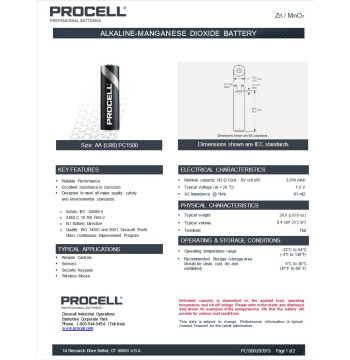 Bateria alkaiczna Duracell Procell LR6 AA 1szt