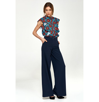 Spodnie Granatowe spodnie typu palazzo SD89 Navy - Nife