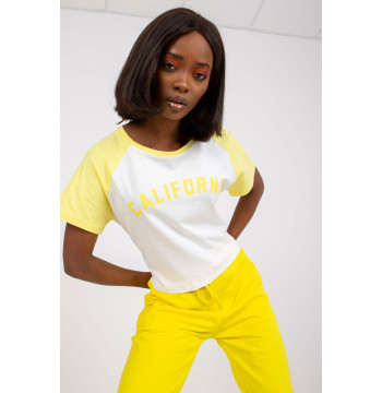 T-shirt Damski Model FA-TS-7708.44 White/Yellow - Fancy