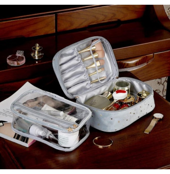 Kosmetyczka rozkładana z wkładem 2w1 kuferek KS97SZ