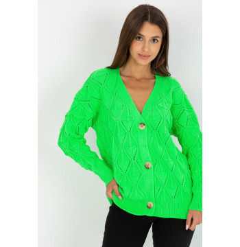 Sweter Kardigan Model LC-SW-8035.06X Fluo Green - Rue Paris