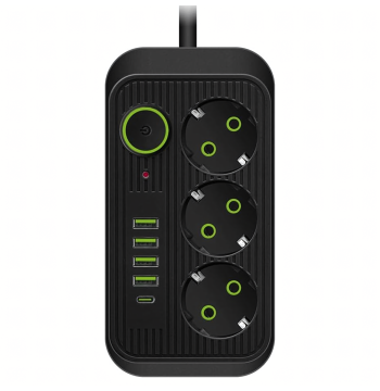 Listwa Zasilająca Przedłużacz Sieć 2m 3 Gniazda 5 x USB Ładowarka Włącznik