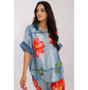 Koszula Damska Model DHJ-KS-19007-1.30 Blue - Italy Moda