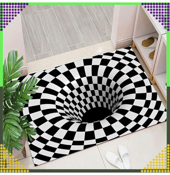 Chodnik Dywanik Mata Wycieraczka z Efektem 3D Iluzja Biała Dziura 60x90 CM