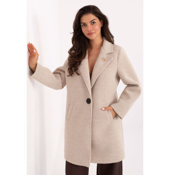 Płaszcz Damski Model IT-PL-FL8153.60 Beige - Rue Paris