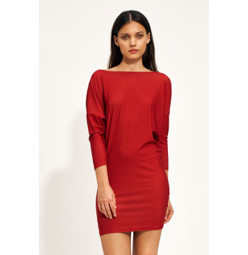 Sukienka Czerwona mini sukienka typu nietoperz S215 Red - Nife