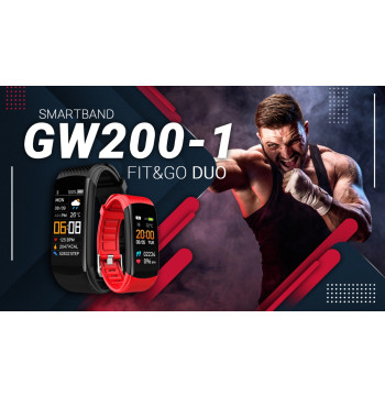 Smartwatch GIEWONT Czarno Czerwony 2 Paski GW200-1