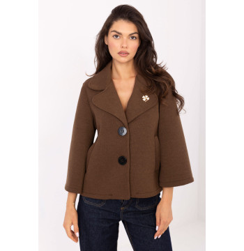 Płaszcz Damski Model IT-KR-FL8159.24 Brown - Rue Paris