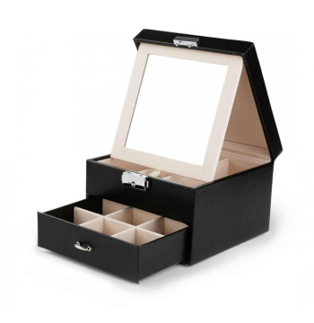 Szkatułka kuferek etui organizer na biżuterię czarna PD148CZ