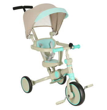 Rowerek trójkołowy TRIKE FIX V4 rower spacerówka rowerek biegowy 6w1 szary niebieski