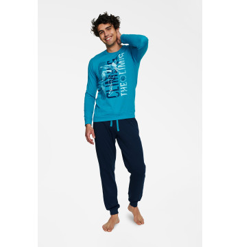 Piżama Męska Model Block 40023-55X Blue/Navy - Henderson