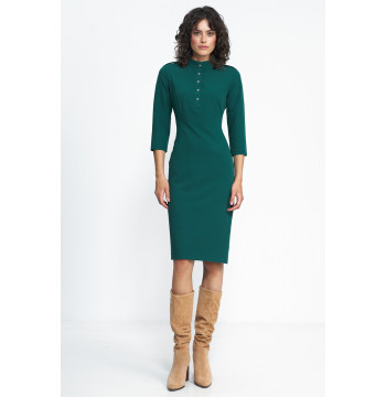 Sukienka Zielona sukienka z rękawem 3/4 S234 Green - Nife