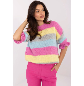 Sweter Damski Model MI-SW-1903.94 Grey/Pink - Italy Moda