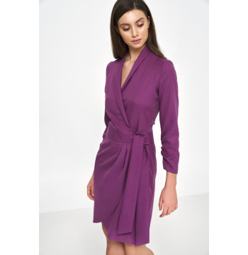 Sukienka Purpurowa sukienka z wiązaniem S223 Purpura - Nife
