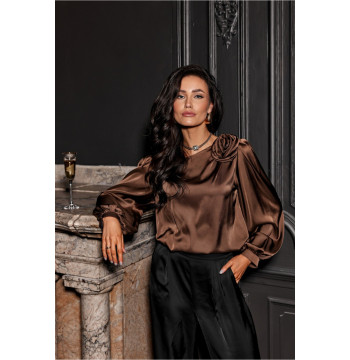 Bluzka Model Evelyn BRA BLU0194 Brown - Roco Fashion